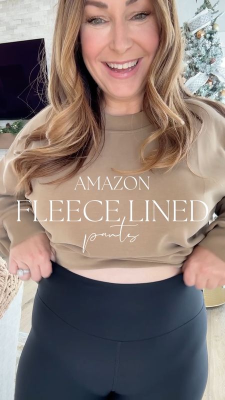 Amazon fleece lined pants come in women’s & girls sizing I love that they are thick but not too warm great for a day of busy mom life! 

Wearing size large in pants, large in sweatshirt 

#LTKmidsize #LTKSeasonal #LTKover40