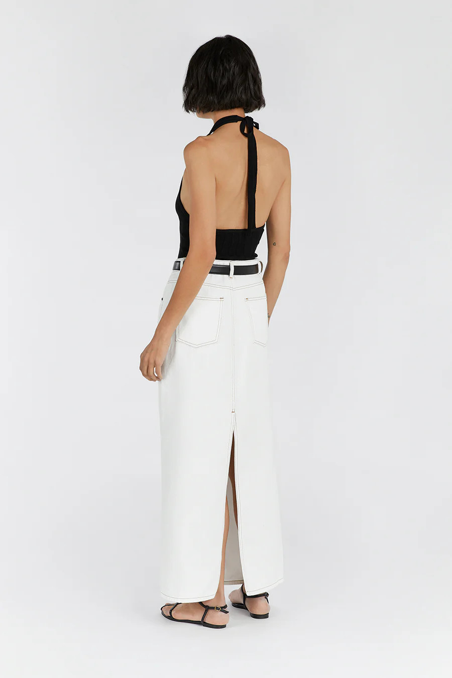 JOPLIN OFF WHITE DENIM MIDI SKIRT | DISSH