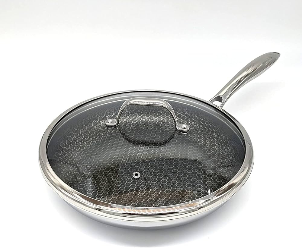 9 Inch Hexagon Surface Hybrid Stainless Steel Frying Pan with Lid | Amazon (US)
