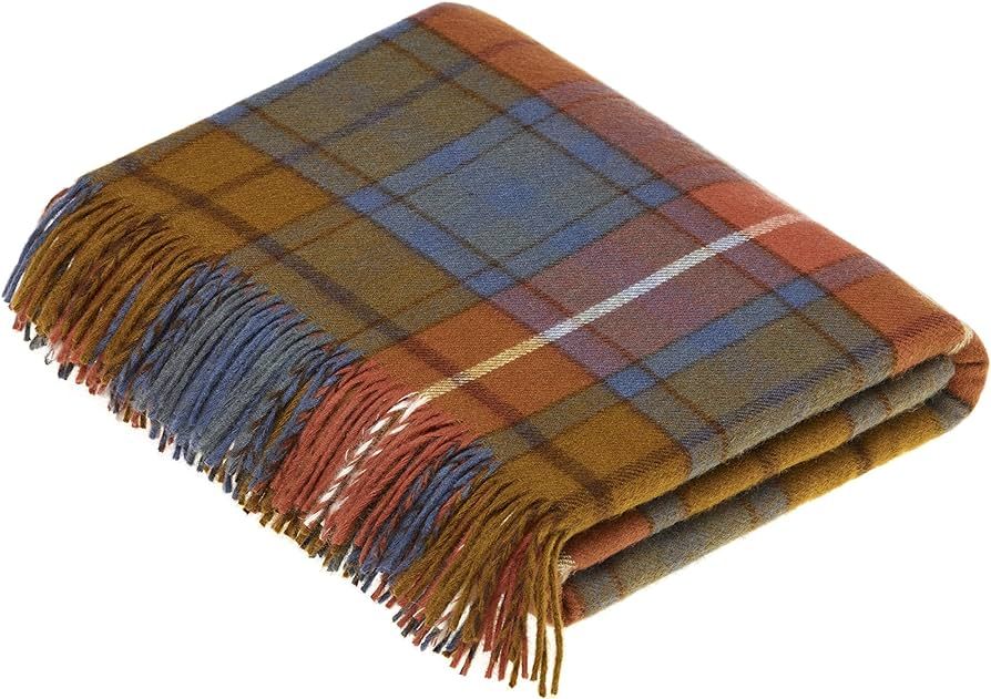 Moon Wool Plaid Throw Blanket, Merino Labmswool, Tartan Antique Buchanan, Made in UK | Amazon (US)