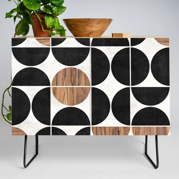 Mid-Century Modern Pattern No.1 - Concrete and Wood Credenza | Society6