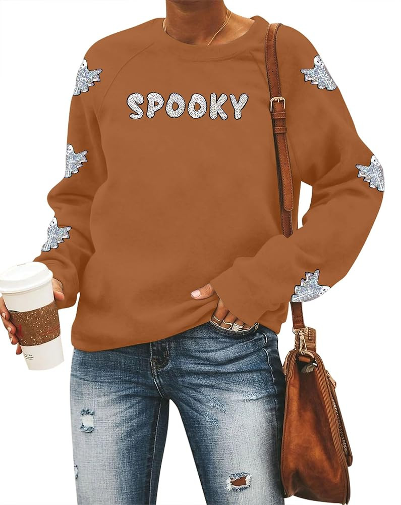 MYHALF Pumpkin Season Sweatshirt Fall Shirt: Women Atumn Crewneck Tops Thanksgiving Halloween Emb... | Amazon (US)