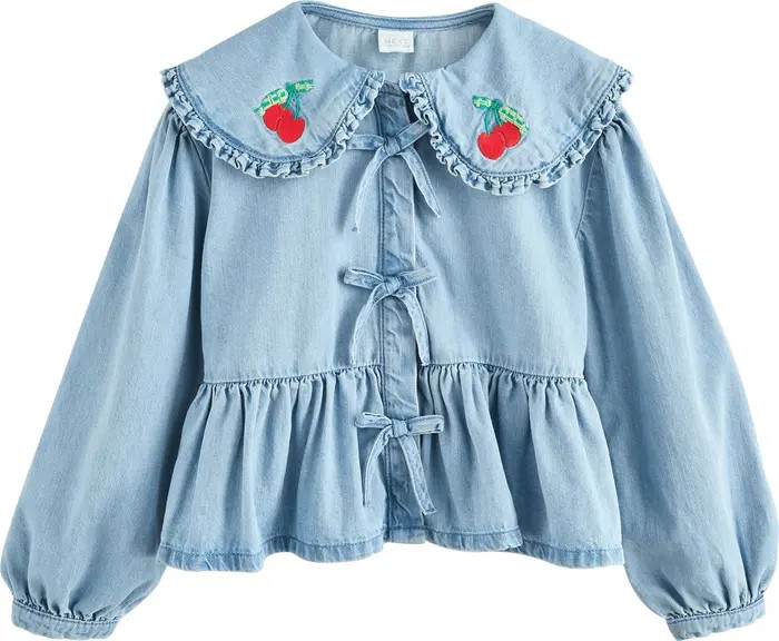 Kids' Cherry Collar Denim Top | Nordstrom