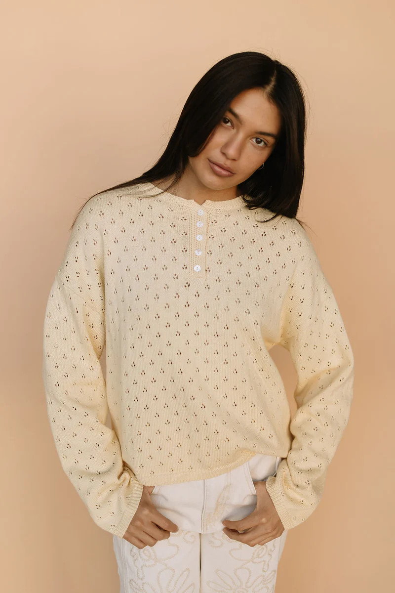 Jules Pointelle Sweater in Buttercup | Henly