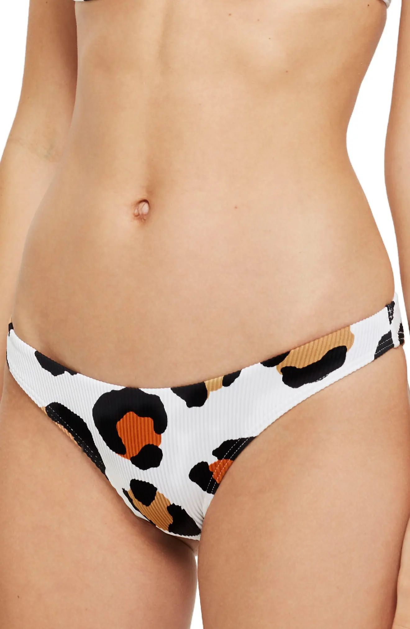 Leopard Rib High-Leg Bikini Bottoms | Nordstrom