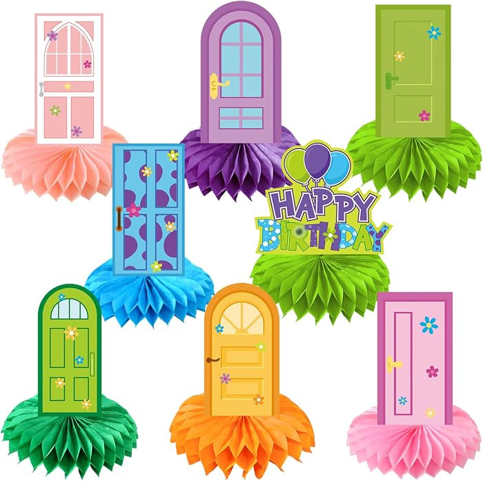 8 Pcs Monster Party Decoration, Colorful Door Theme Honeycomb Centerpieces 3D Double Sided Table ... | Amazon (US)