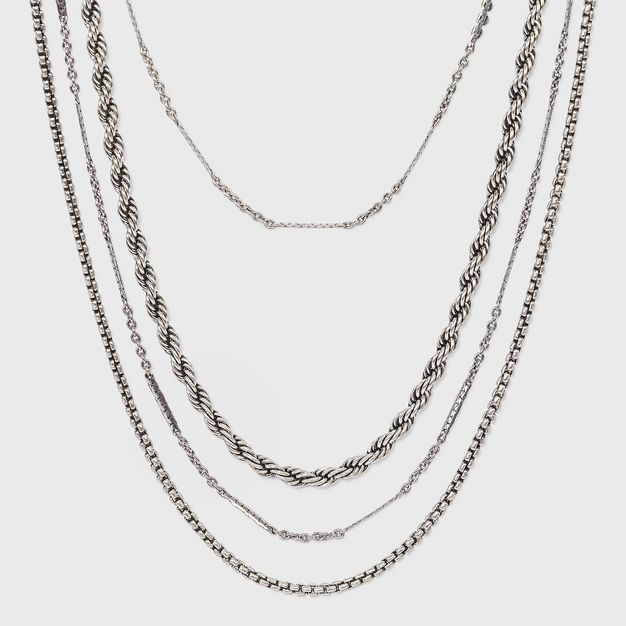 Mixed Chain Layered Multi-Strand Necklace - Universal Thread™ Silver | Target