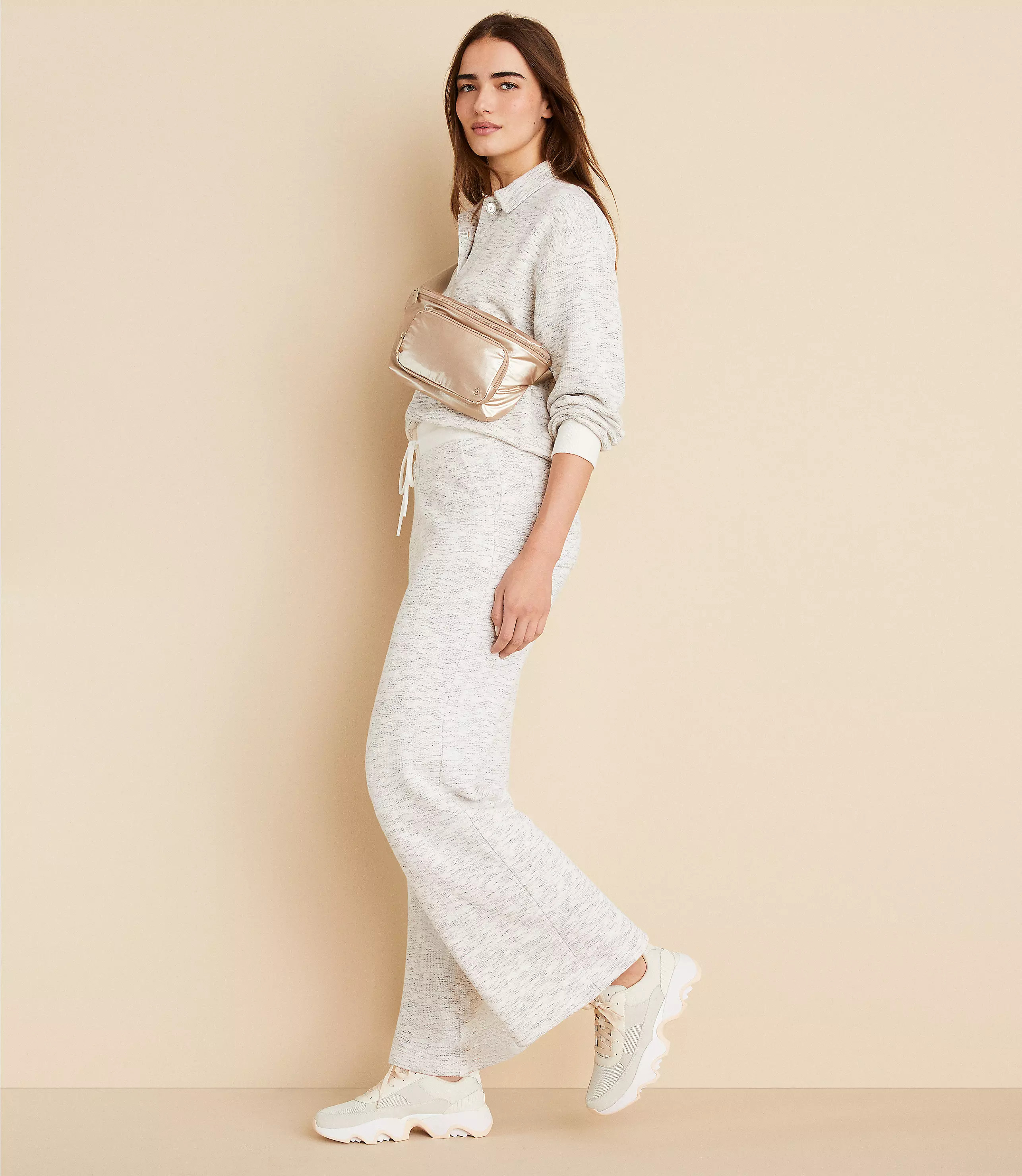 Lou & Grey Spacedye Terry Wide Leg Crop Pants | LOFT