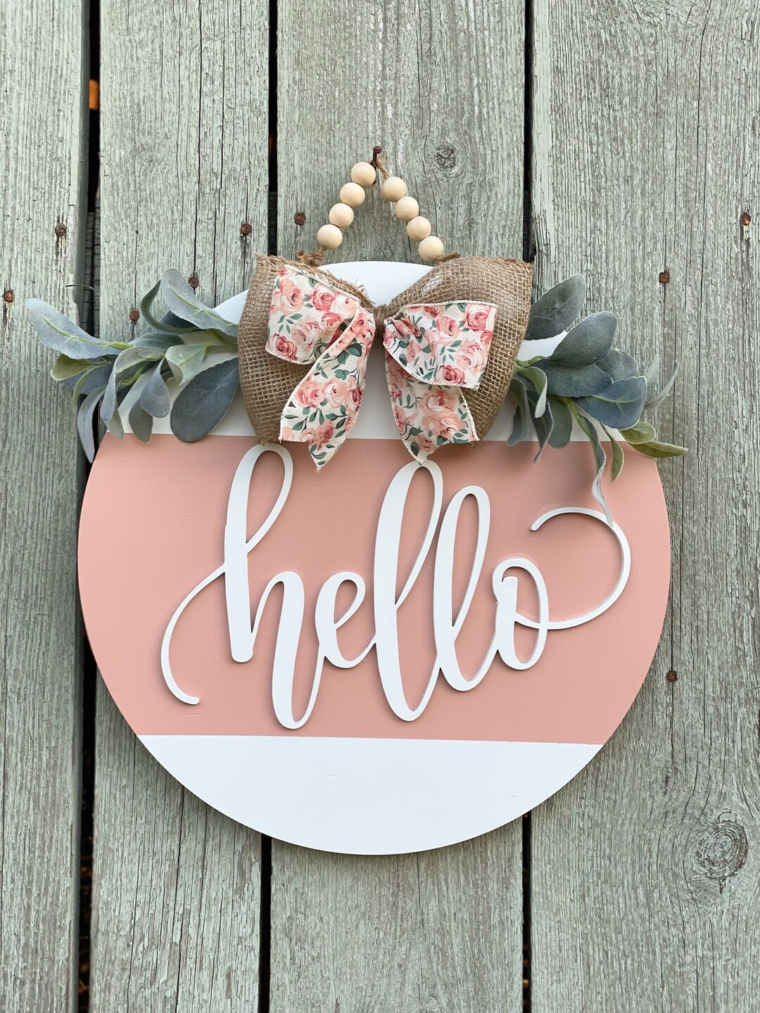 Pink Hello Door Hanger - Etsy | Etsy (US)
