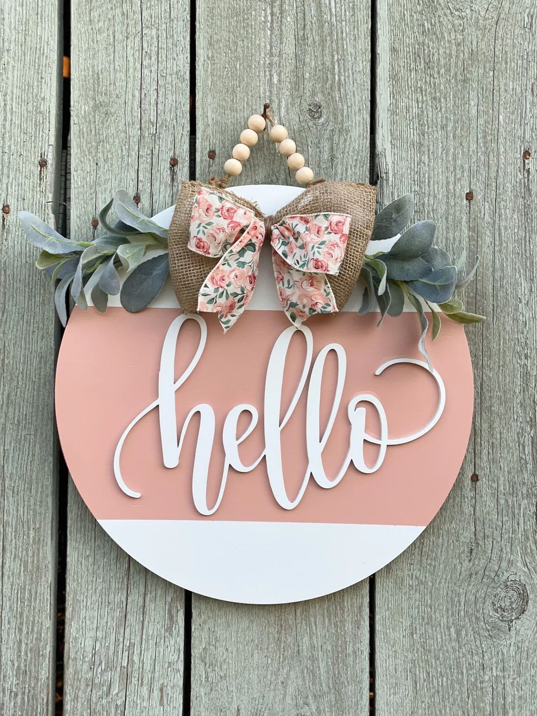 Pink Hello Door Hanger - Etsy | Etsy (US)