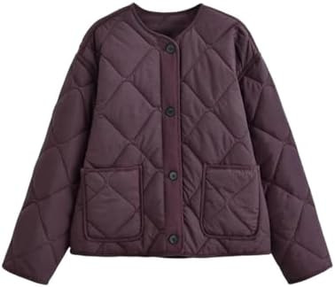 Women's Casual, Classic, Comfortable, Crew Neck, Quilted, Lightweight, Warm Cotton Outerwear | Amazon (US)