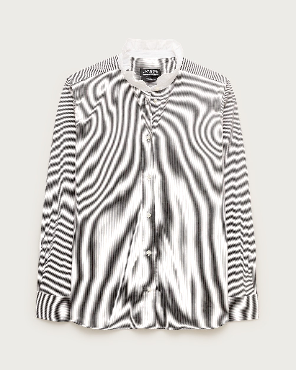 Jules ruffle-collar shirt in striped cotton poplin | J. Crew US