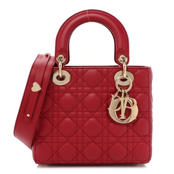 Lambskin Cannage Small My ABCDior Lady Dior Red | FASHIONPHILE (US)