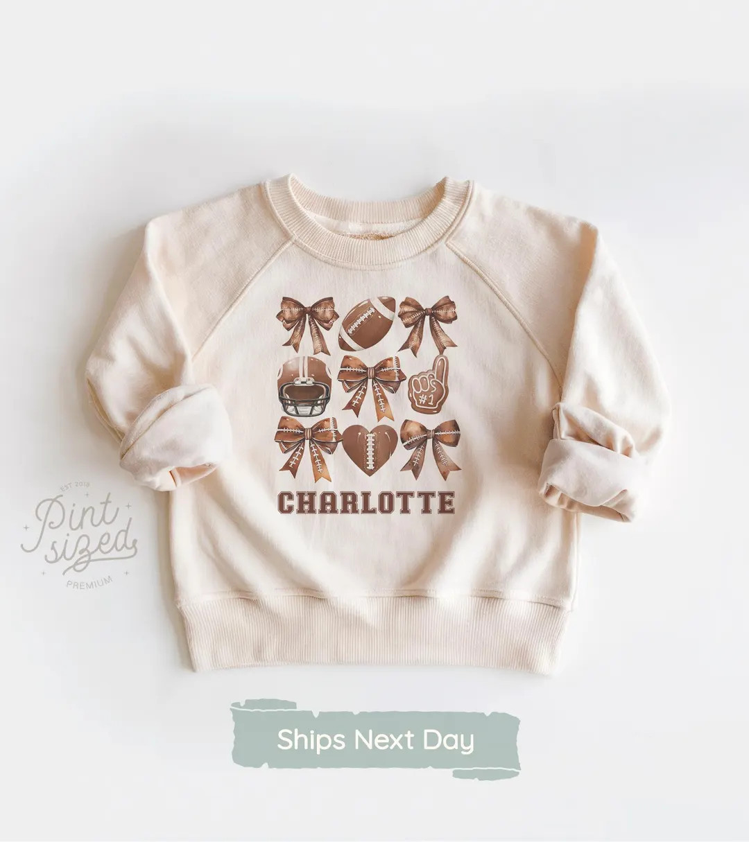 Personalized Girls Football Toddler Shirt - Cute Fall Custom Name Kids Tee - Personalized Natural... | Etsy (US)