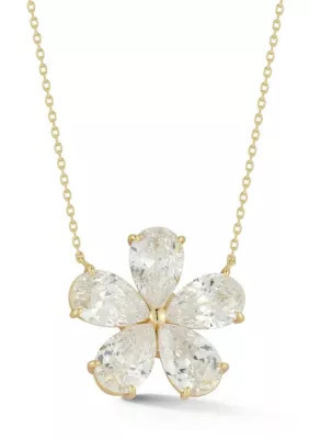 Rachel Zoe Sterling Silver Cubic Zirconia Statement Flower Pendant Necklace | Belk