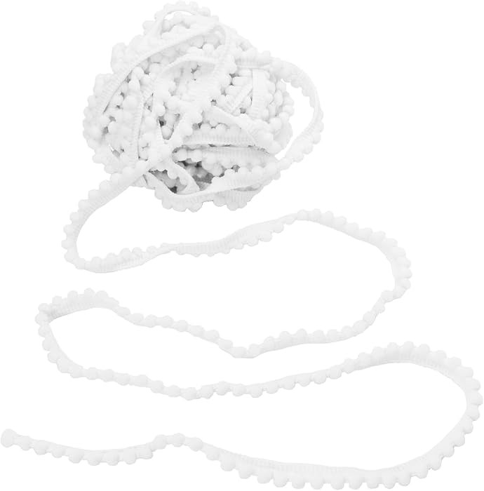 10 Yards Pom Pom Trim for Sewing, 1/2 Inch Wide White Ribbon Bundles Textured Fabric Fringe Ribbo... | Amazon (US)