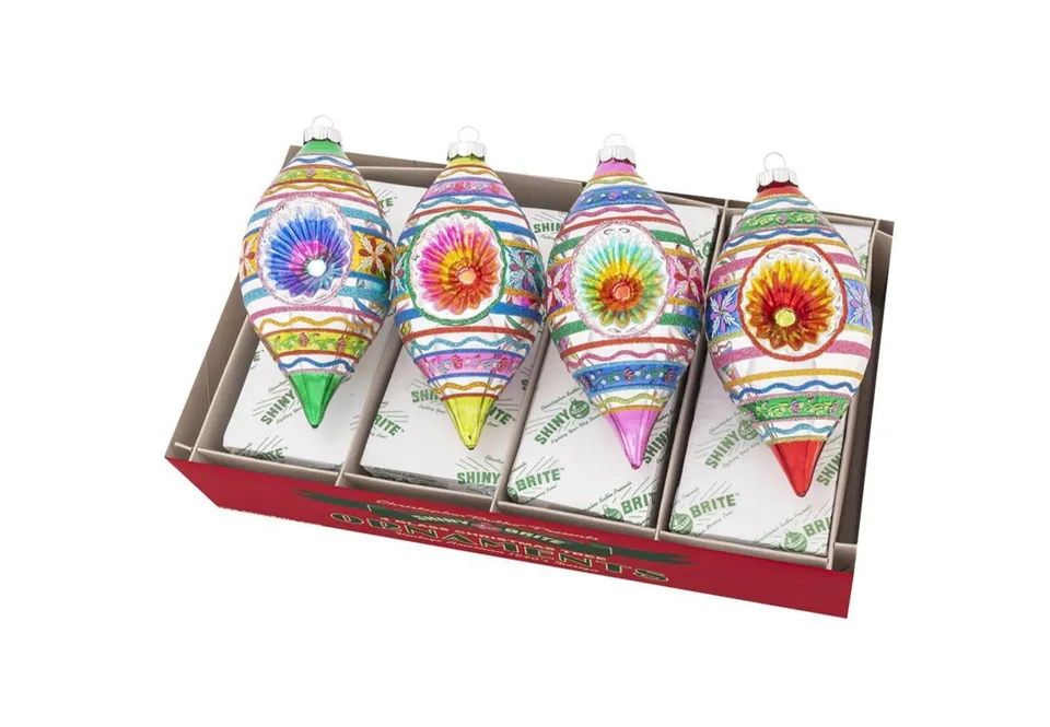 Radko Shiny Brite Set 4 Ornaments - Christmas Confetti 7” Reflector Tulips | eBay US