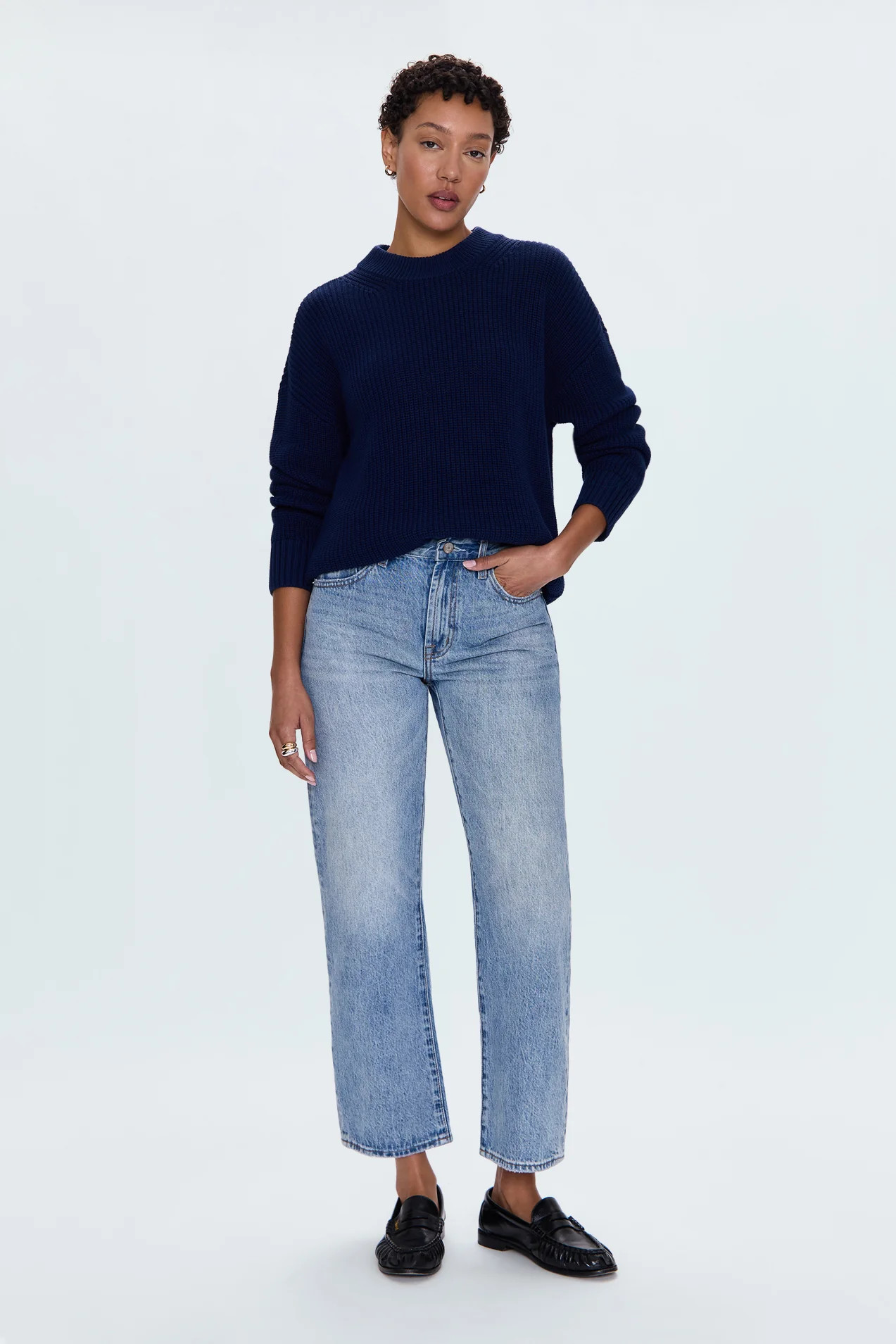 Lexi Mid Rise Bowed Straight Jean - Bowie | Pistola Denim