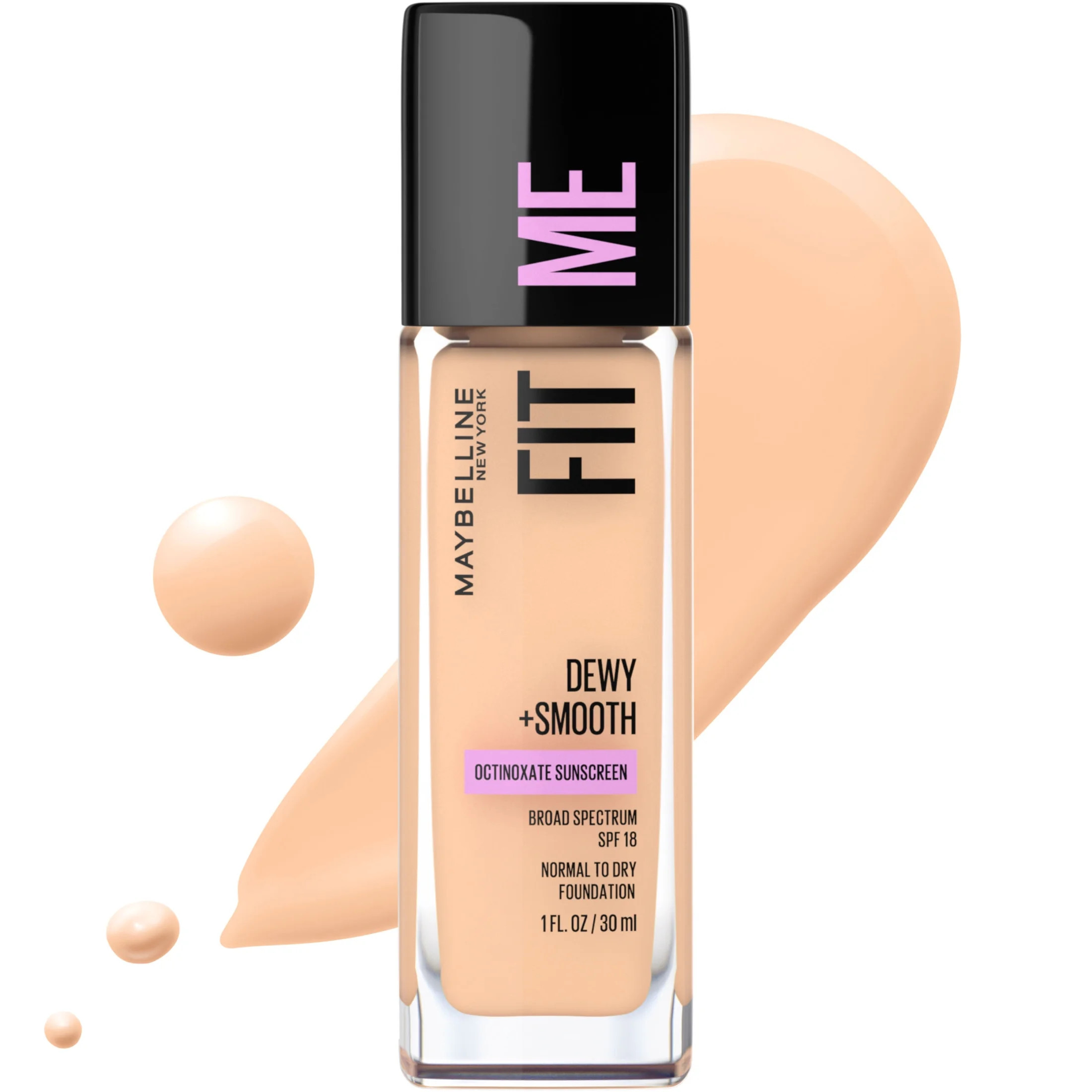 Maybelline Fit Me Dewy + Smooth Liquid Foundation Makeup with SPF 18, Classic Ivory, 1 fl. oz. | Walmart (US)
