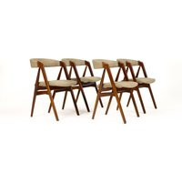 Danish Modern/Mid Century Mahogany Dining Chairs By Farstrup Gray Wool Textile Set Of Four | Etsy (US)