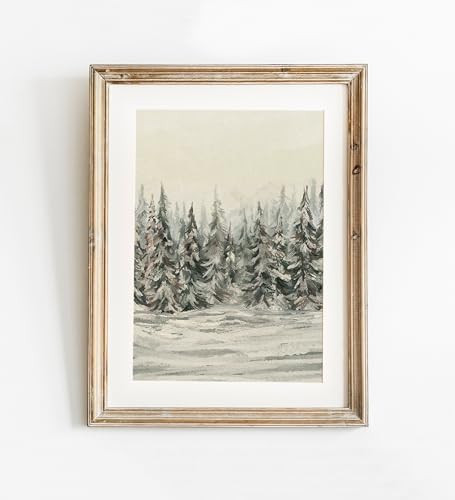 Winter Landscape Wall Art, Christmas Print, Winter Forest Print, Winter Painting, Christmas Wall ... | Amazon (US)