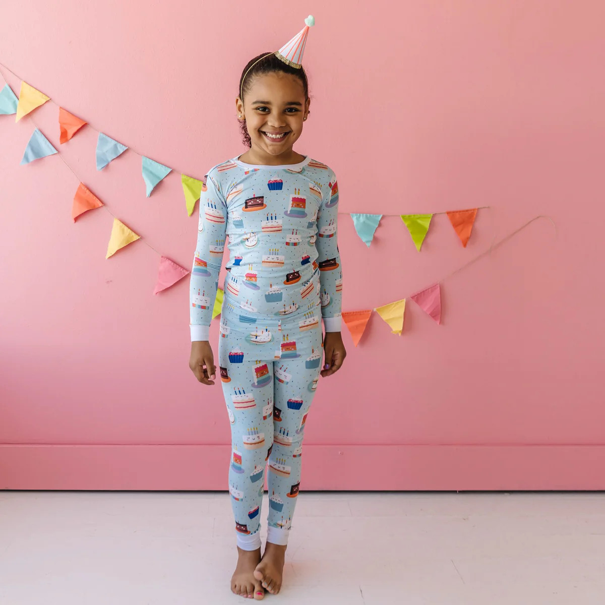 Birthday Cakes Two-Piece Bamboo Viscose Pajama Set | Little Sleepies