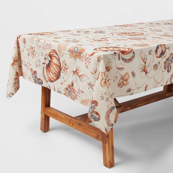 104" x 60" Cotton Pumpkin Tablecloth - Threshold™ | Target