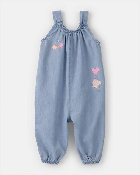 Baby Girl Embroidered Chambray Sleeveless Jumpsuit - Blue | Carter's Inc