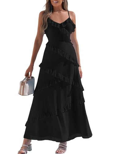 Women Spaghetti Strap Dress Flowy Summer Boho Maxi Dress Sleeveless Beach Vacation Long Dresses S... | Amazon (US)