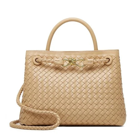 Woven Bags for Women Crossbody Handbag: Vegan Leather Small Tote Purse - Trendy Shoulder Handbags and Purses - Bowknot Satchel Purses (Apricot) | Walmart (US)