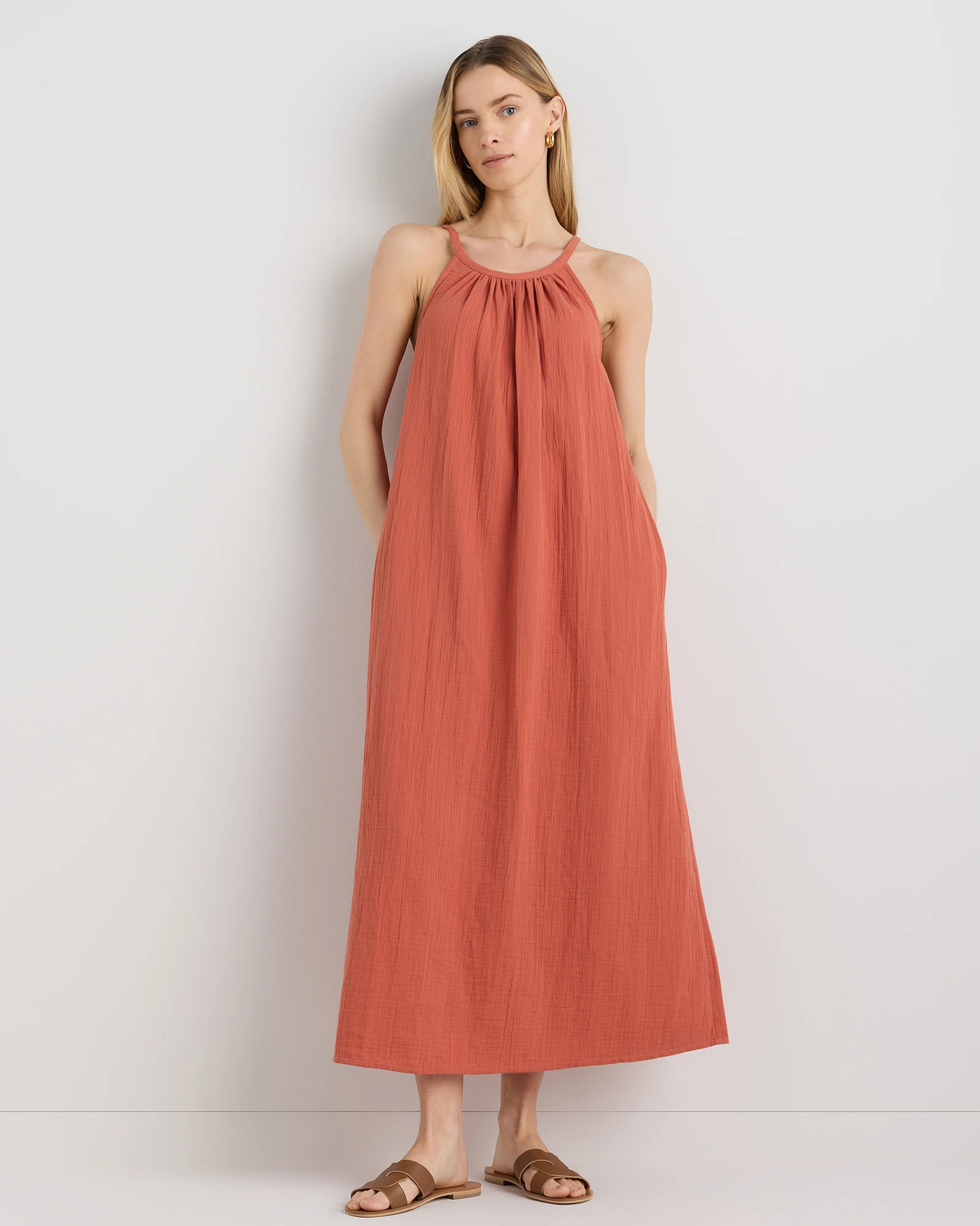 100% Organic Cotton Gauze Sleeveless Maxi Dress | Quince