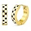 Checkered Small Hoop Earrings for Women, Hypoallergenic Gold Plated Silver Huggie Hoops for Men S... | Amazon (US)