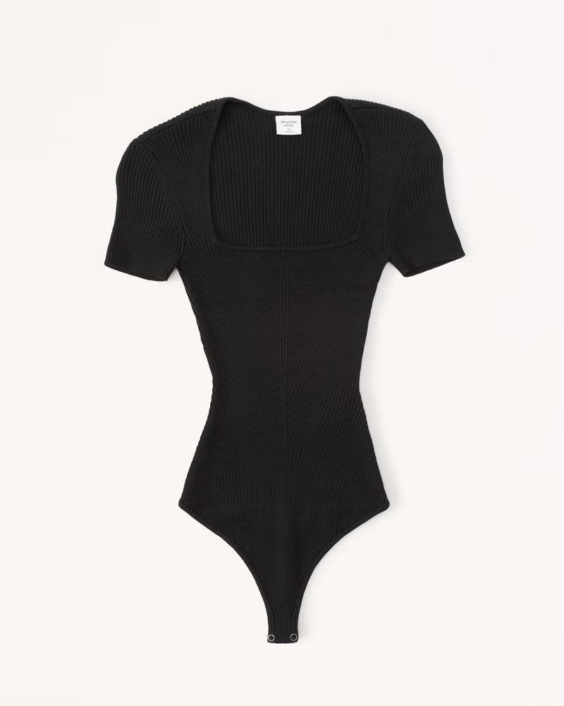 Short-Sleeve Portrait Neck Bodysuit | Abercrombie & Fitch (US)