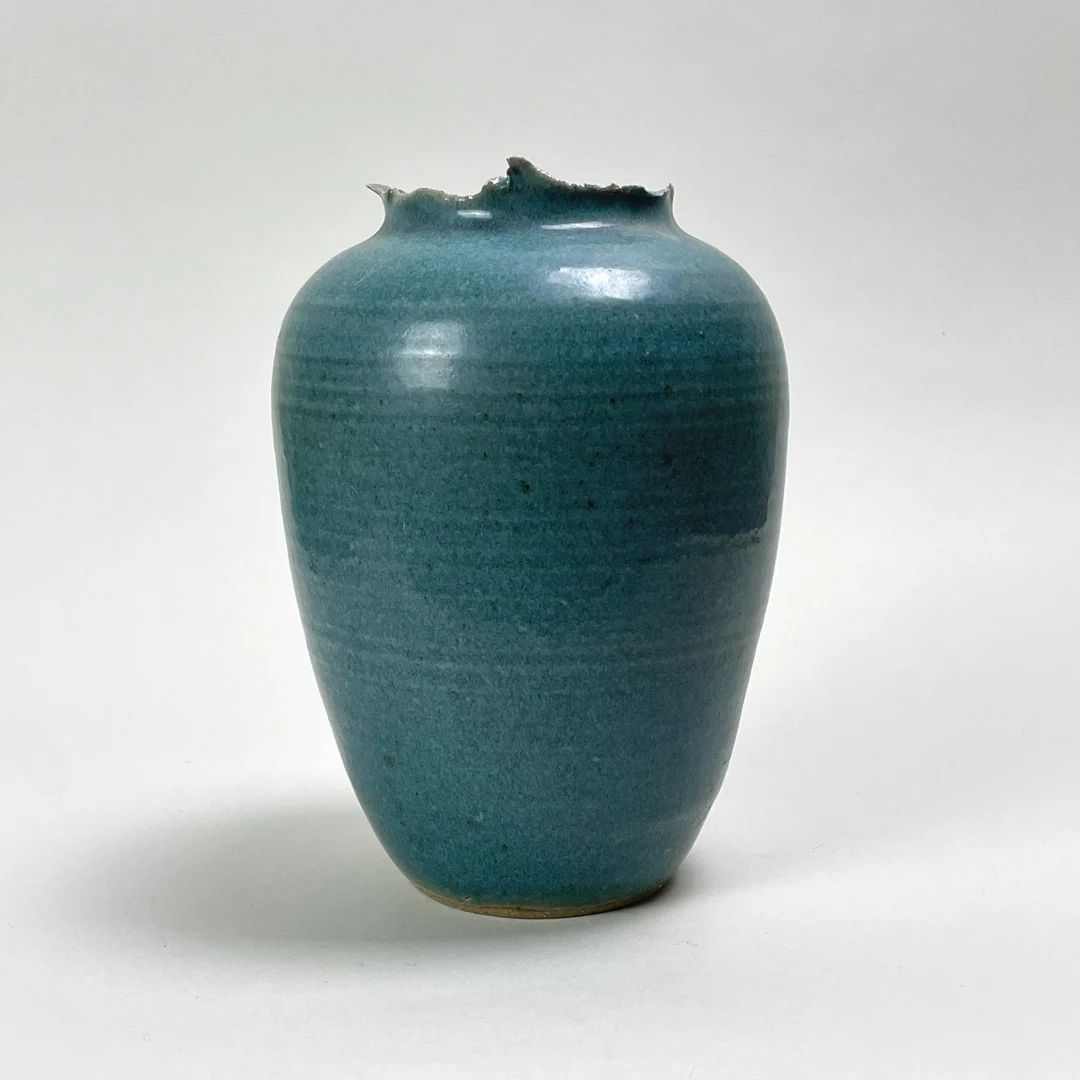 Sandra Graf Rough Edge Rim Blue-grey Glazed Stoneware Vase - Etsy | Etsy (US)
