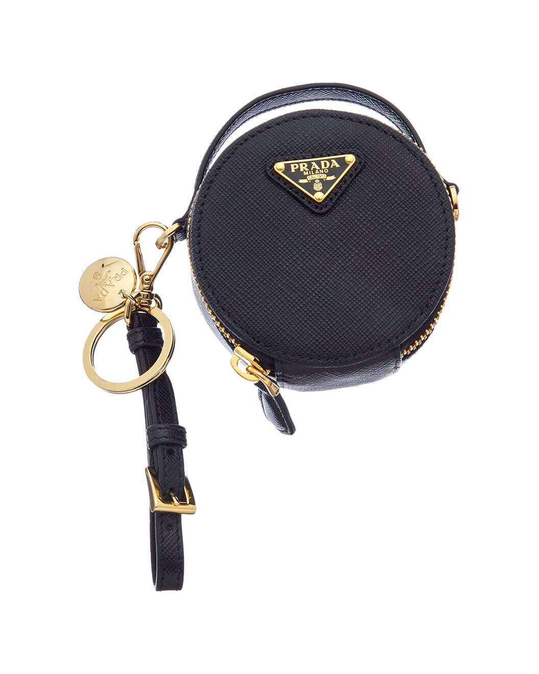 Logo Plaque Saffiano Leather Key Chain | Gilt & Gilt City