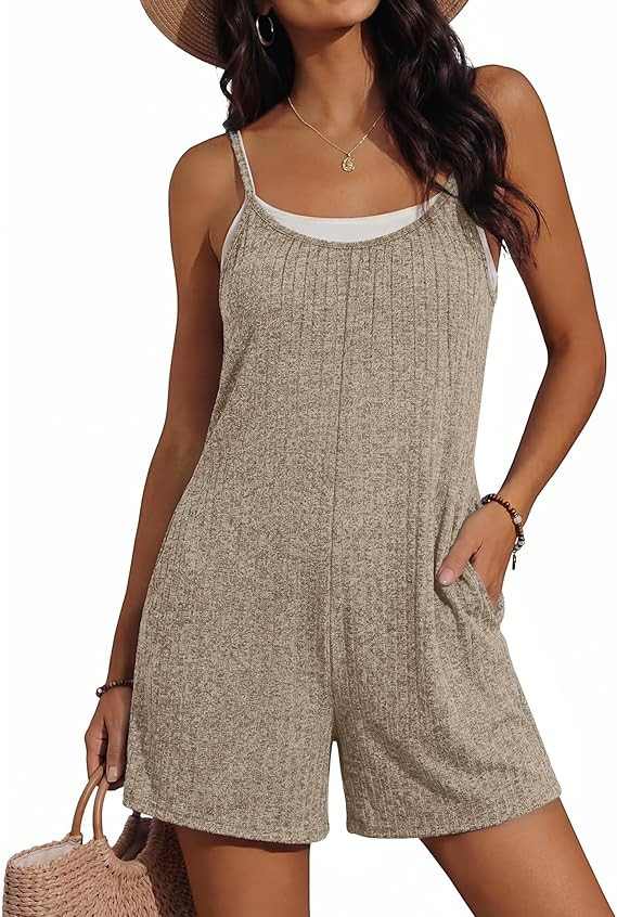Ekouaer Womens Summer Casual Rompers 2026 Loose Sleeveless Overalls Adjustable Shorts Jumpsuits w... | Amazon (US)
