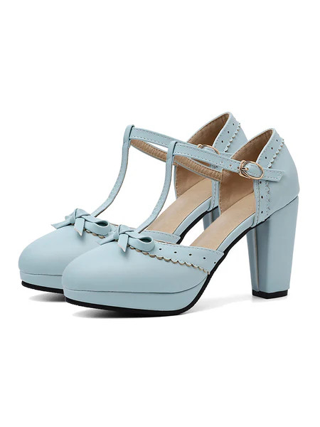 Retro Bow T-Strap High Heels Shoes | Retro Stage