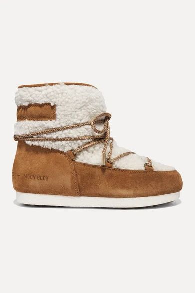 Moon Boot - Suede And Shearling Ankle Boots - Tan | NET-A-PORTER (US)