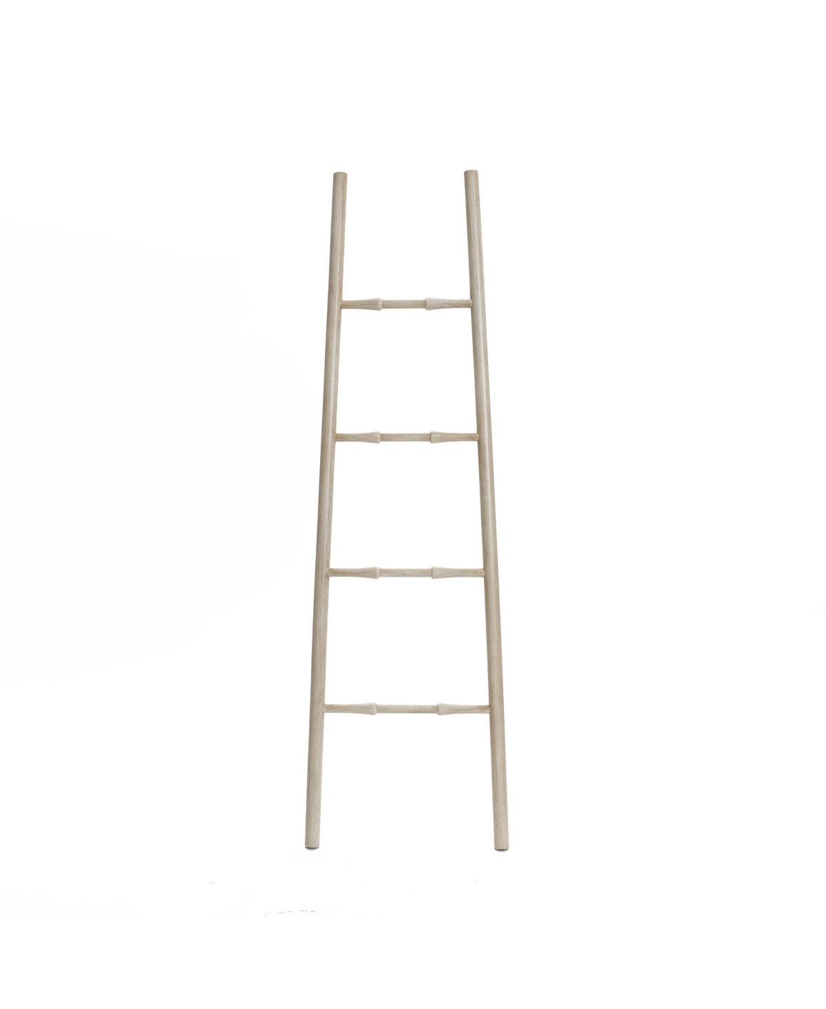 LuxenHome Rustic Birch Wood 4-Rung Blanket Ladder - White-washed natural | Macy's