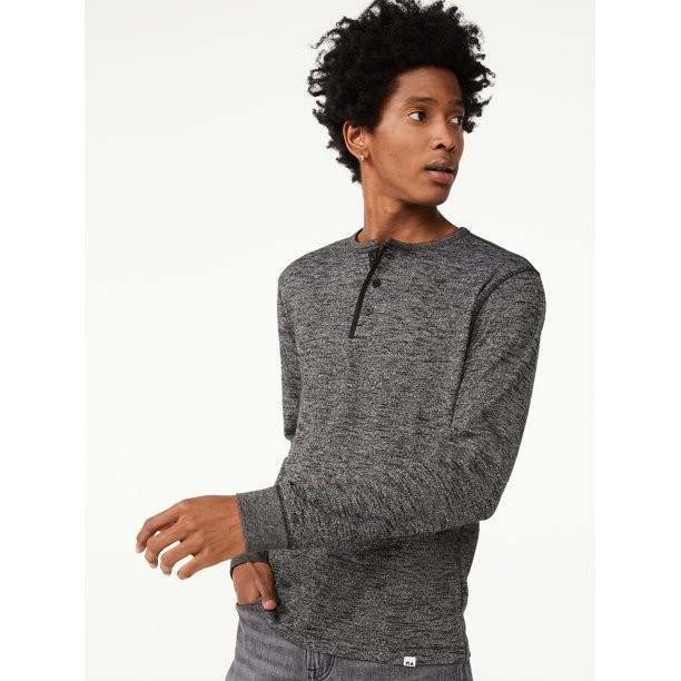 Free Assembly Men's Long Sleeve Textured Henley Shirt - Walmart.com | Walmart (US)