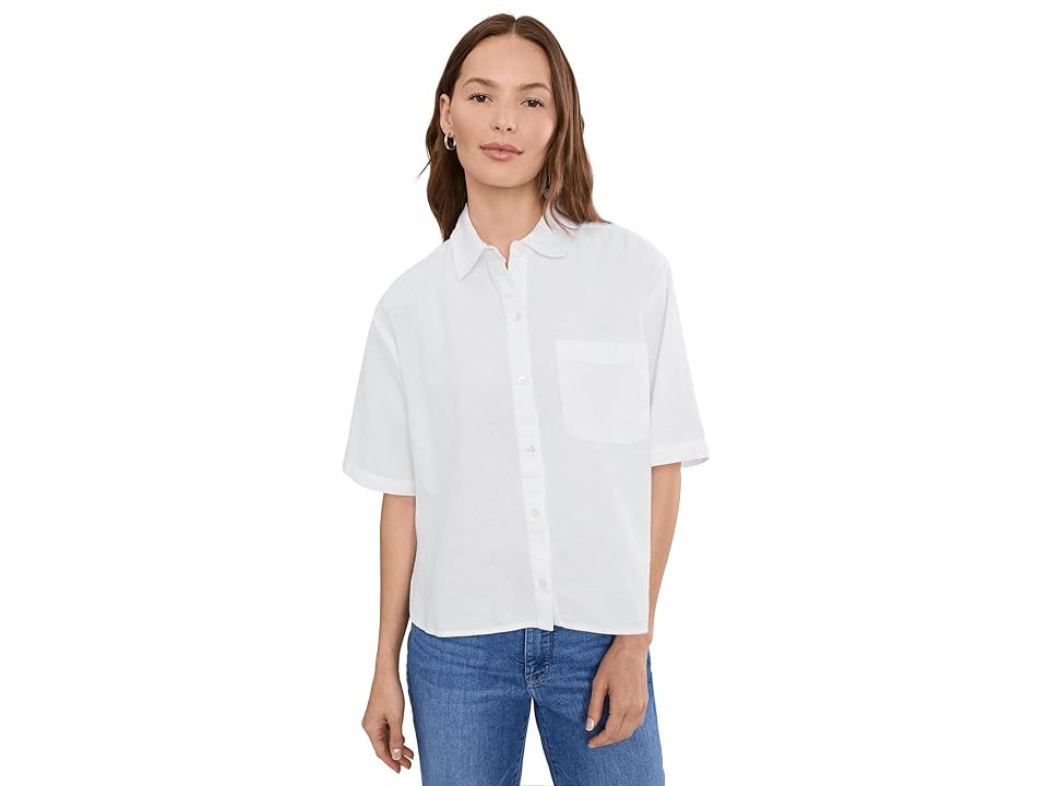 Lilla P Linen Blend Boyfriend Button Down Women's Clothing White: XL | Zappos.com