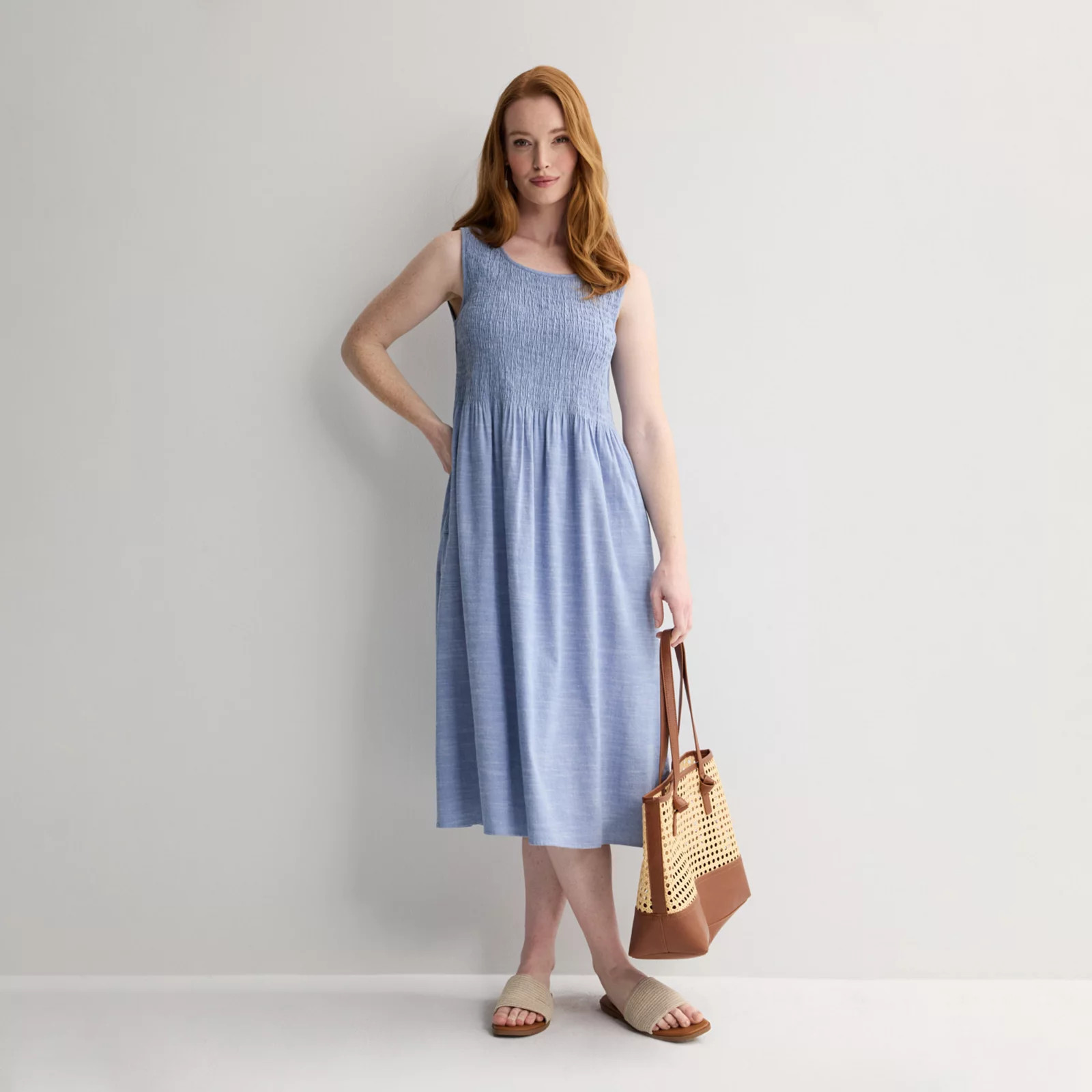 Women's Croft & Barrow\u00ae Smocked Midi Dress | Kohl's
