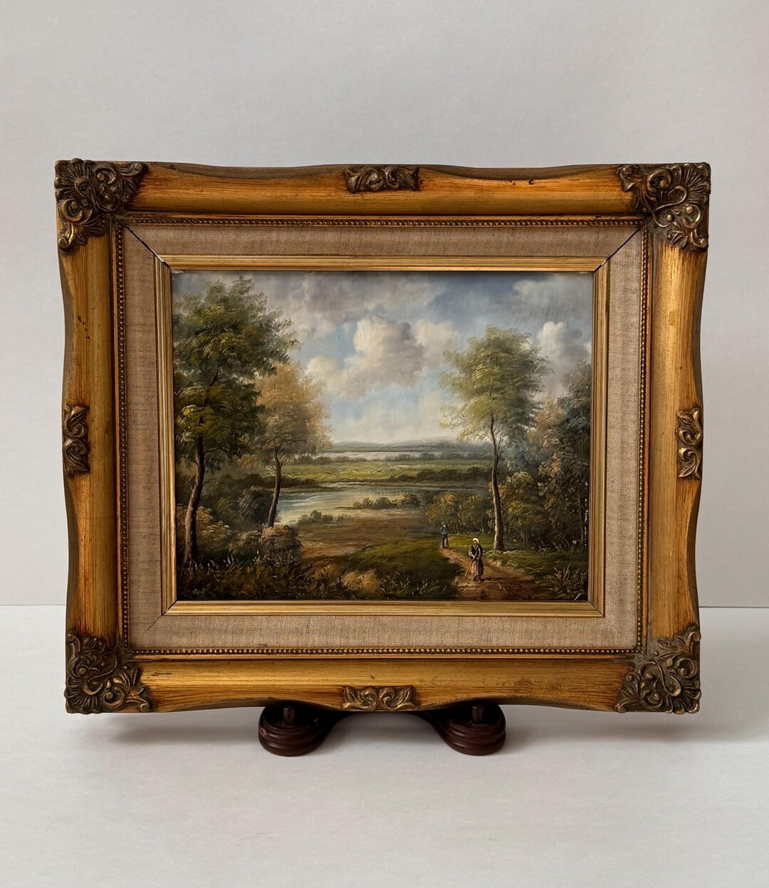 Vintage Original Landscape Oil Painting on Board in an Ornated Solid Wood Gilt Frame - Etsy | Etsy (US)