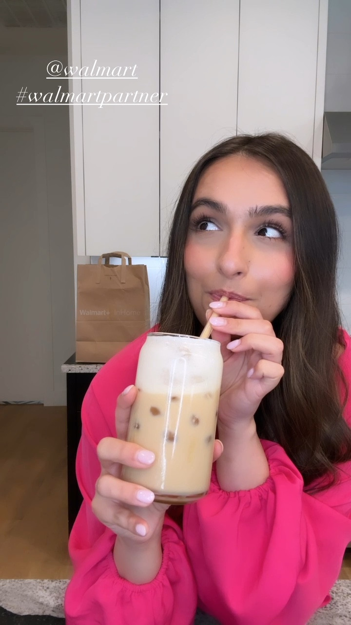 I made an upside down vanilla latte with cold foam on top at home and it turned out SO GOOD!! It’s so easy to make too. We got the milk frother + ingredients delivered straight to our counter by a trusted Walmart associated with our Walmart+ InHome membership. Here’s what you need:

    ⁃    Sugar free vanilla syrup
    ⁃    Heavy whipping cream
    ⁃    Milk of your choice
    ⁃    Caramal sauce
    ⁃    Ice
    ⁃    Espresso shots
    ⁃    Milk brother
    ⁃    Cute cup :) 

Steps:
    0.    Add ice to your cup
    0.    Drizzle caramel on the sides of the cup and ice
    0.    Add milk to about 3/4 of the way
    0.    Add 2 shots of espresso
    0.    Make your cold foam by frothing up milk, heavy cream and syrup. Add it on top! :)

** $35 minimum. Restrictions apply. See https://inhome.walmart.com/terms-of-use for details. ** #walmart #walmartpartner #nextwithnita #nwnhome #recipes #upsidedownlatte #vanillalatte