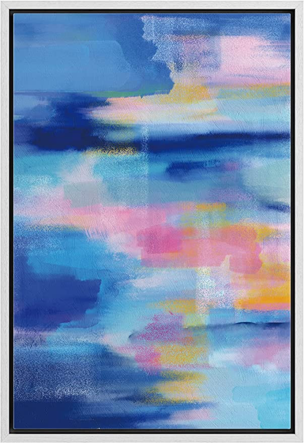 wall26 Framed Canvas Print Wall Art Pastel Blue Pink Watercolor Collage Abstract Shapes Illustrat... | Amazon (US)