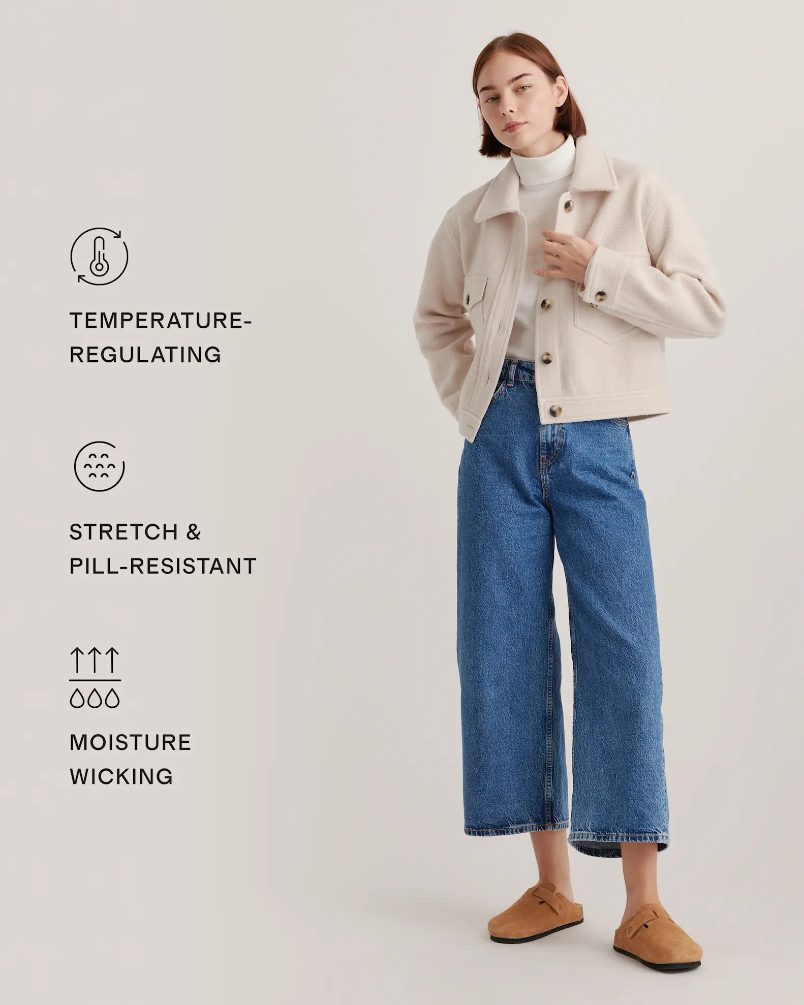 100% Merino Wool Cropped Shirt Jacket | Quince
