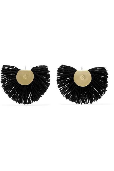 Katerina Makriyianni - Fan Fringed Gold-tone Earrings - Black | NET-A-PORTER (US)