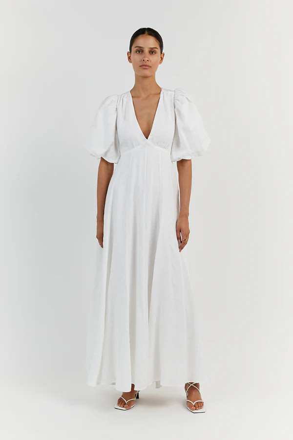 AISLE LINEN BACKLESS LONG DRESS | DISSH