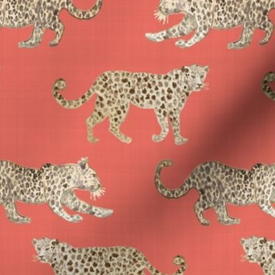 Leopard Parade Natural on orange copy Fabric bydanika_herrick | Spoonflower