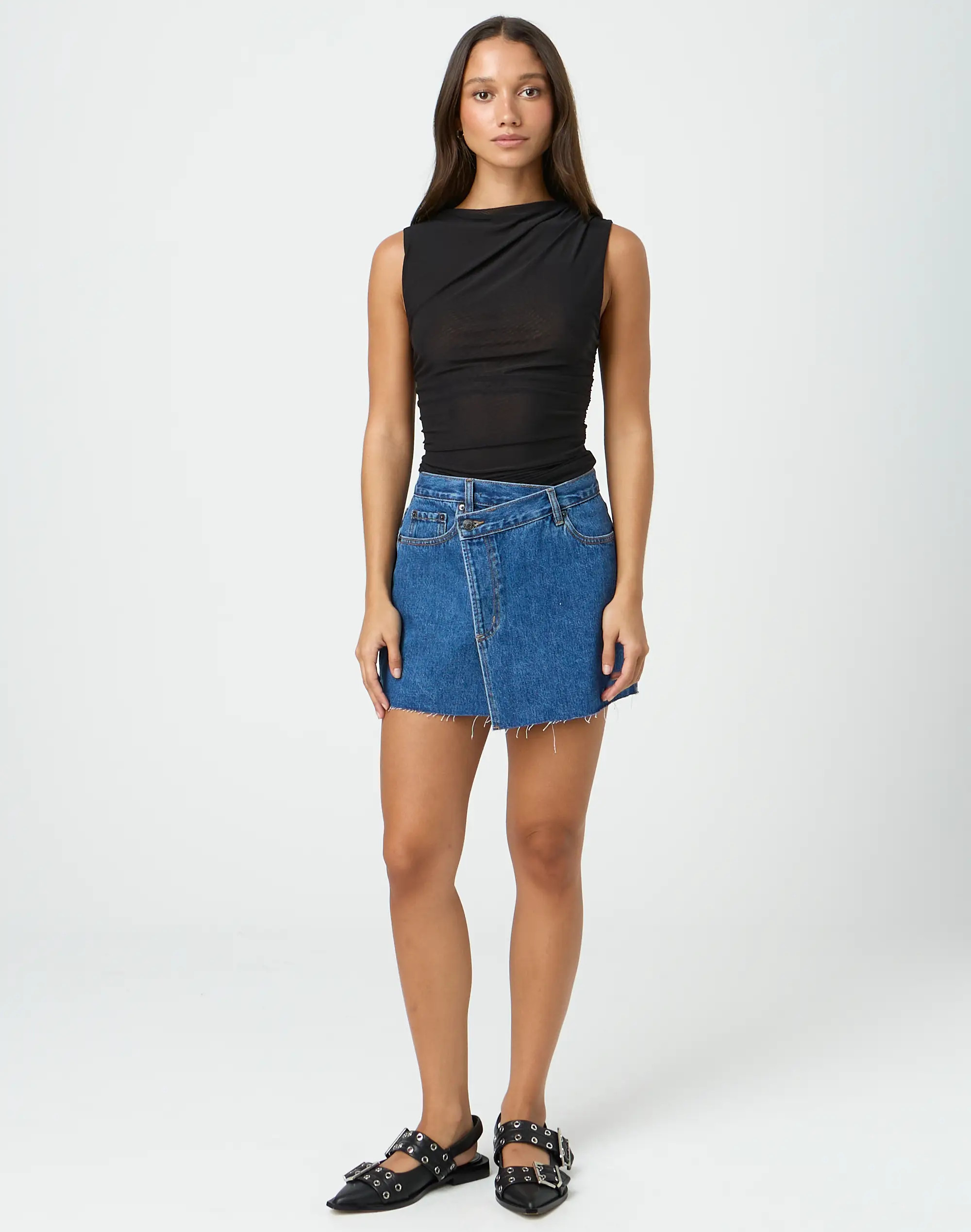 Asymmetric Denim Mini Skirt | Glassons (Australia)
